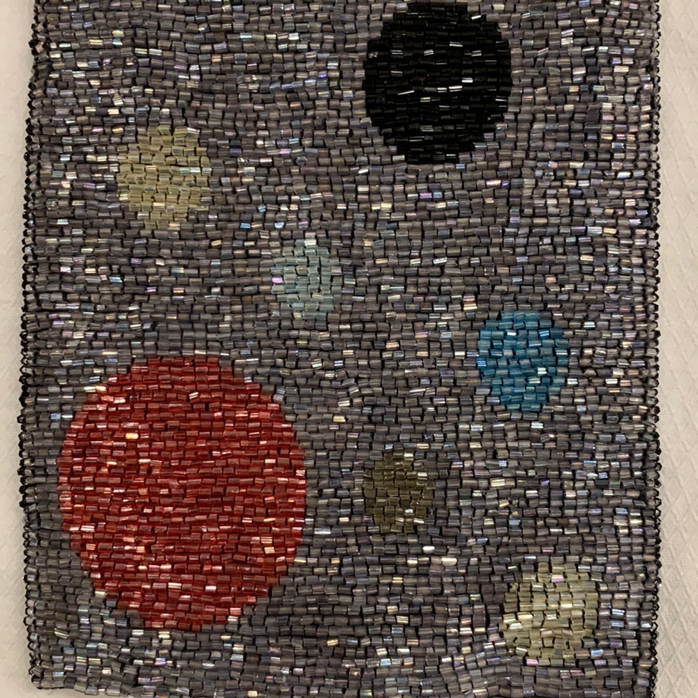 Beaded small colorful Mandela polka dot evening bag with double handle - Picture 2 of 8
